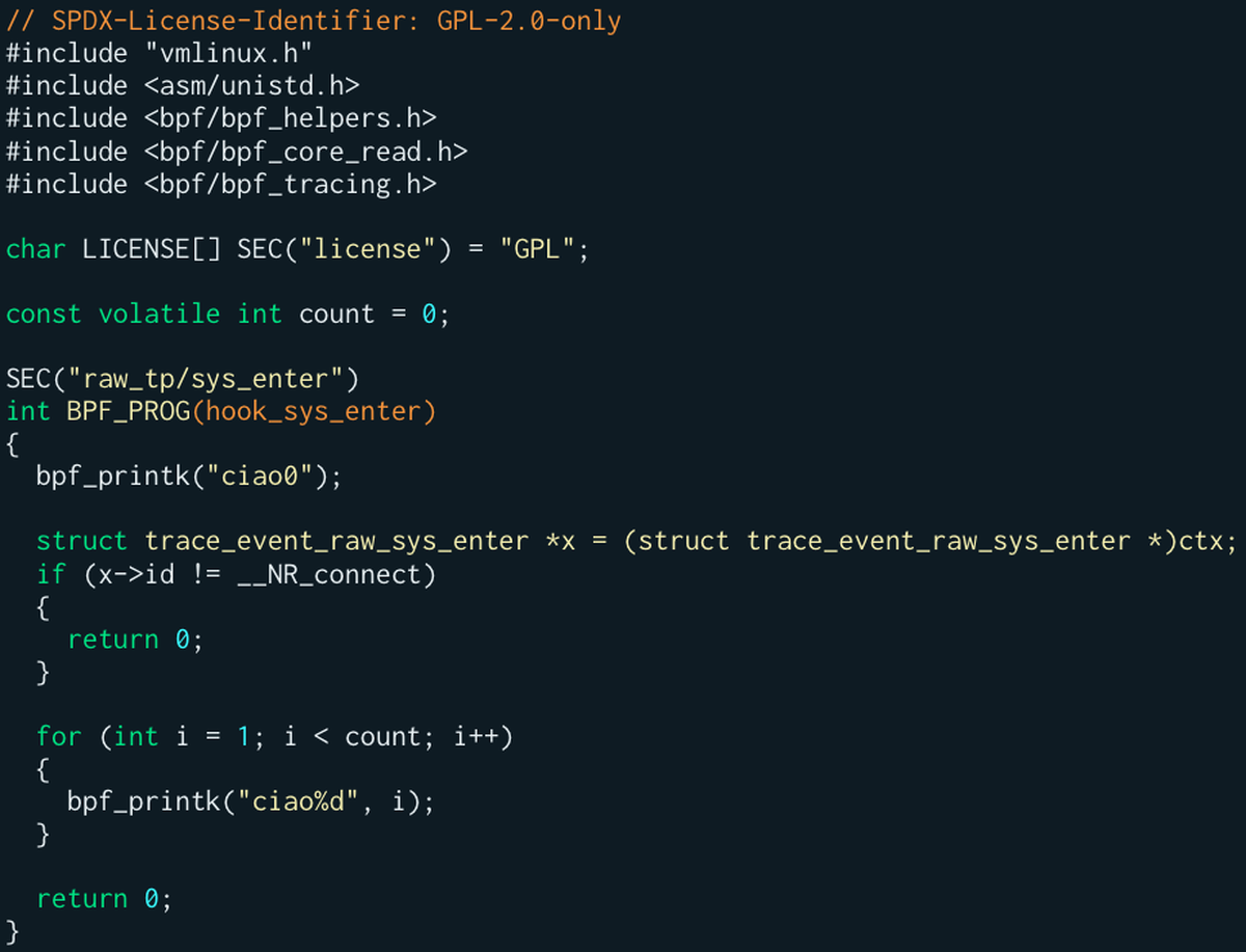 Raw tracepoint on sys_enter with eBPF