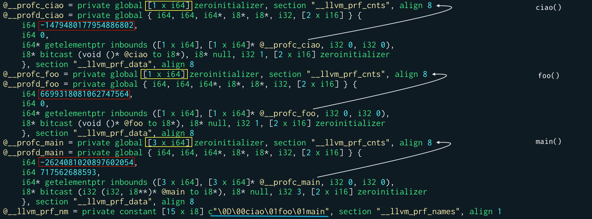 LLVM IR with profiling data